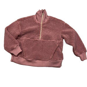 JoyLab Women's Mauve Sherpa Quarter Zip Long Sleeve Pullover - Size Large - NWT